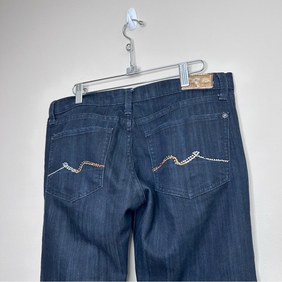 7 For All Mankind Kimmie Straight Indigo Rare Rainbow Crystal Pockets Size 31 - Picture 2 of 13
